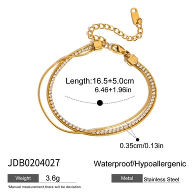 1 pulsera elegante de acero inoxidable con dijes dorados para mujer. h5 Imagen2
