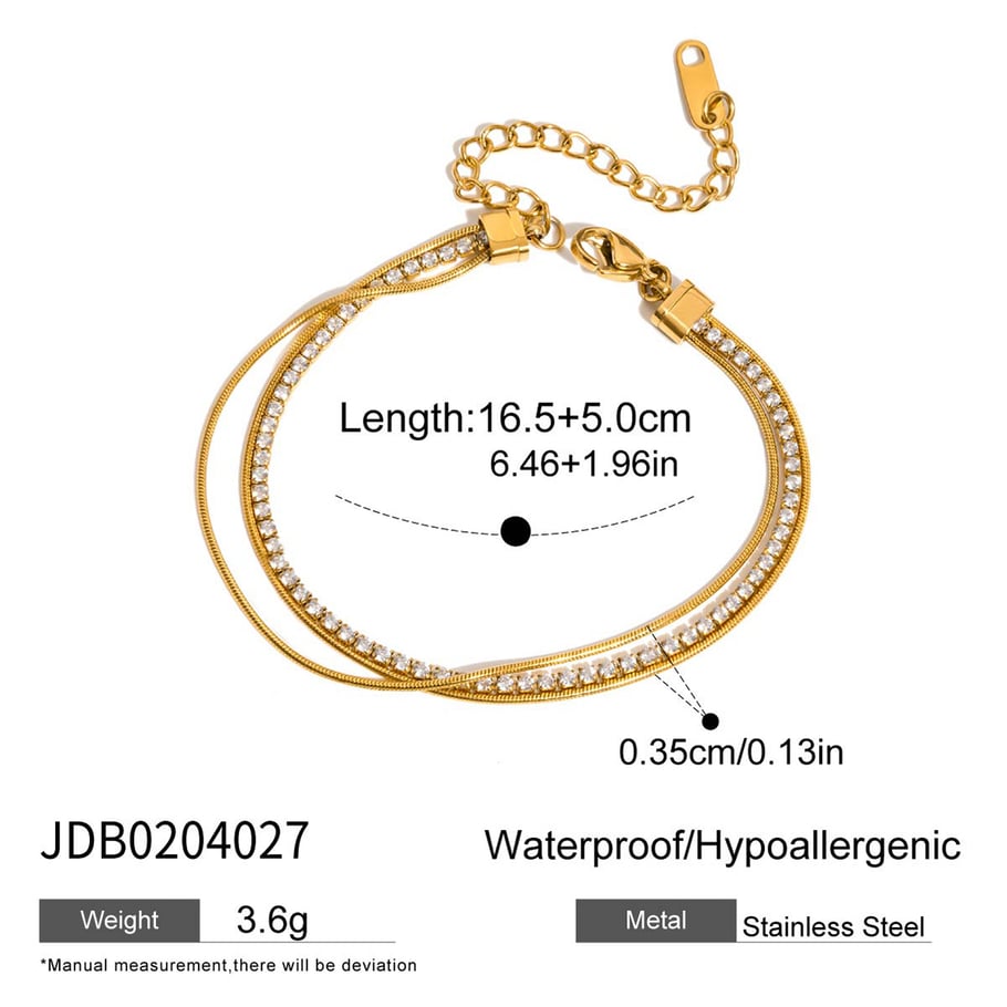 1 pulsera elegante de acero inoxidable con dijes dorados para mujer. Imagen2