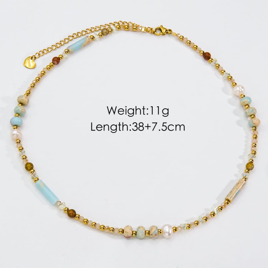 Sweet Elegant Stainless Steel Women‘s Beaded Necklaces 