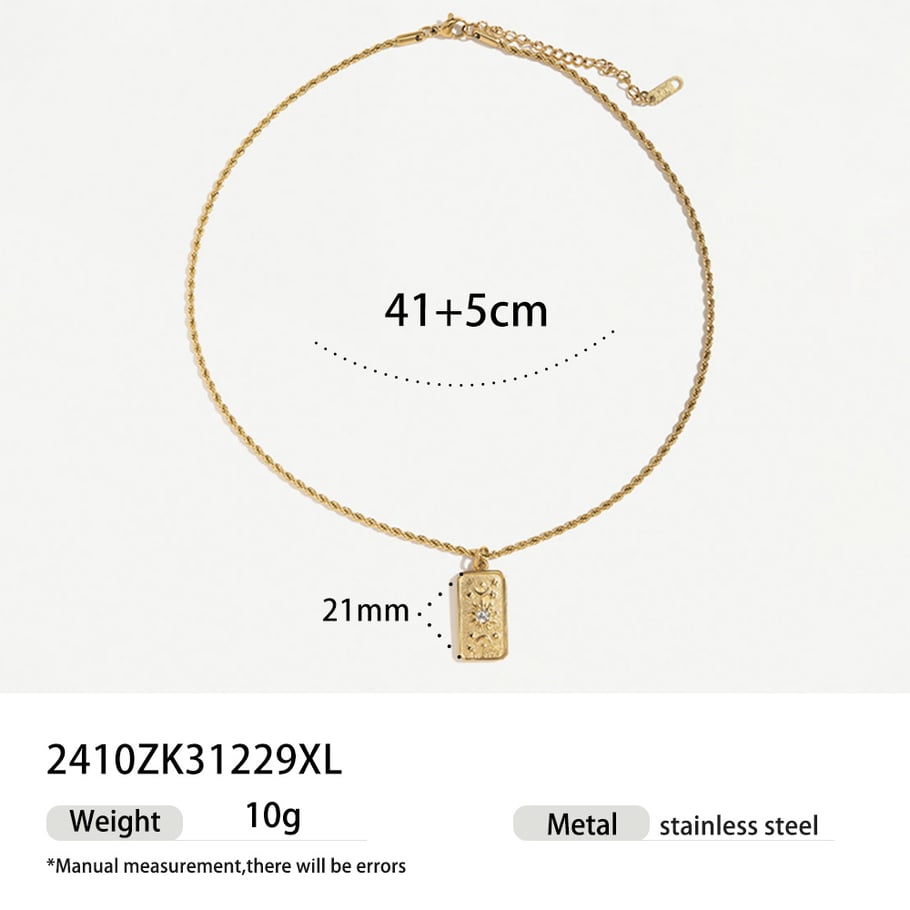1 Piece Sun Gold Color Natural Stone Pendant Necklace 