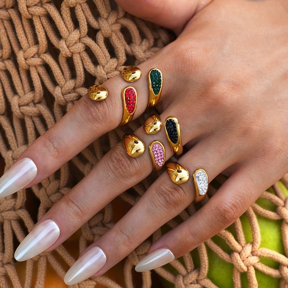 1 Piece Simple Series Simple Droplet Stainless Steel Statement Rings 2