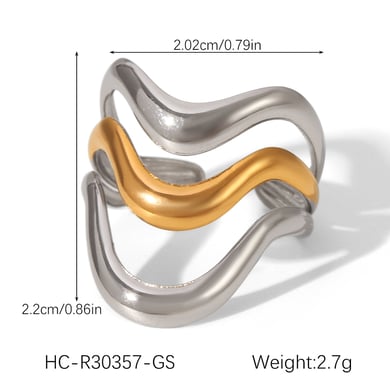 1 Piece Simple  Daily Lines Stainless Steel  Gold Color  Statement Rings h5 Picture2