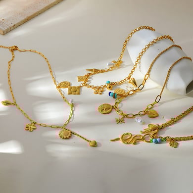 Collana con ciondolo color oro in acciaio inossidabile da 1 pezzo h5 Immagine4