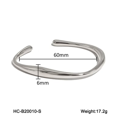 1 Pair Simple Series Daily Geometric Stainless Steel   Gold Color  Zircon Women's Bangles h5 Picture2
