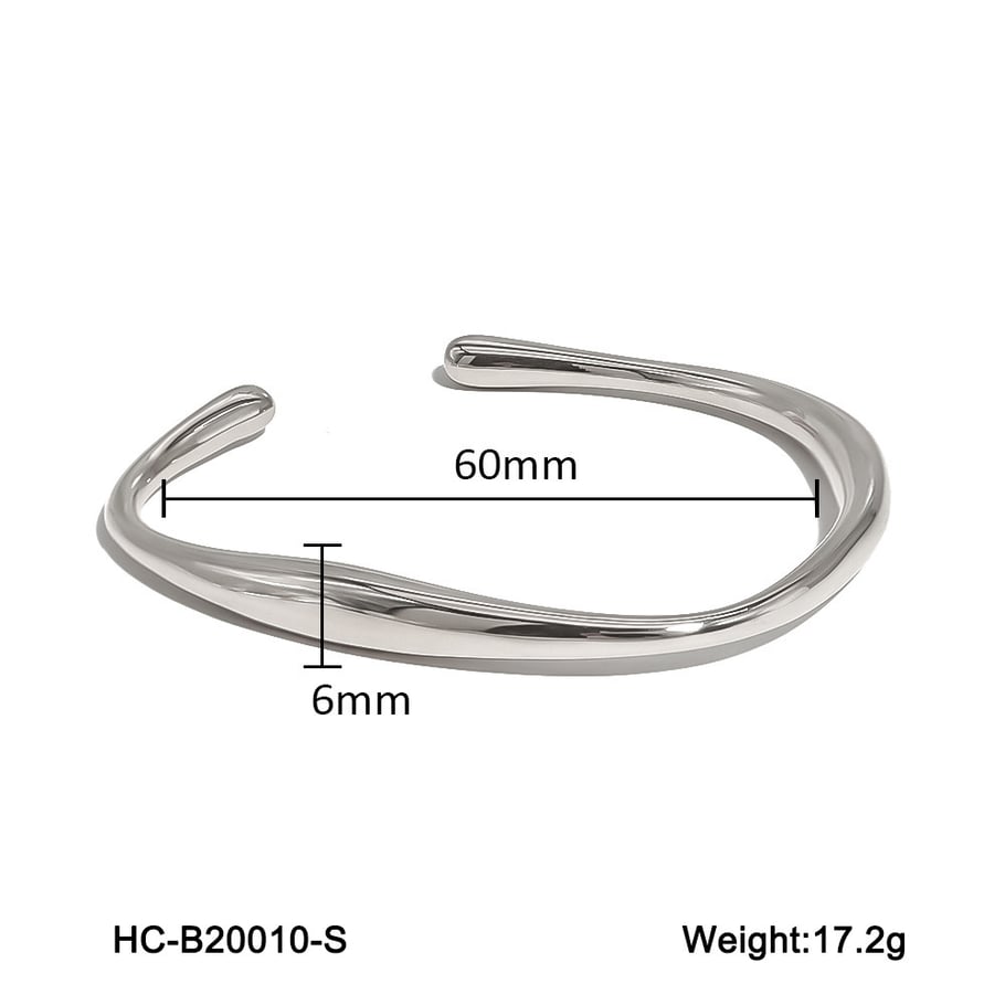1 Pair Simple Series Daily Geometric Stainless Steel   Gold Color  Zircon Women's Bangles Picture2