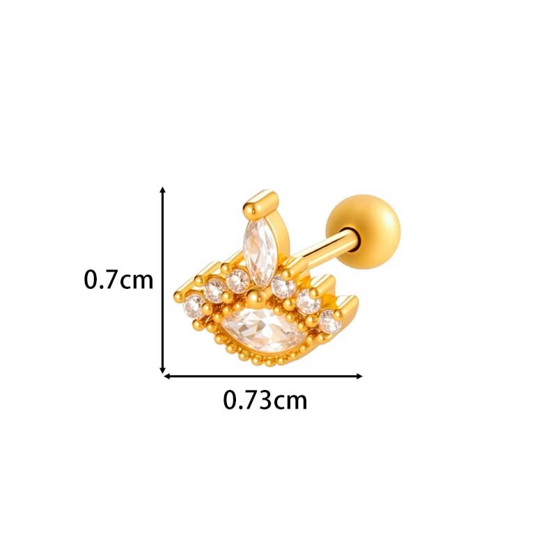 1 stuk koperen gouden zirkoon piercing oorbel Afbeelding2