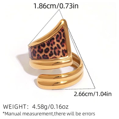 1 pezzo semplice casual leopardato anelli in acciaio inossidabile h5 Immagine2