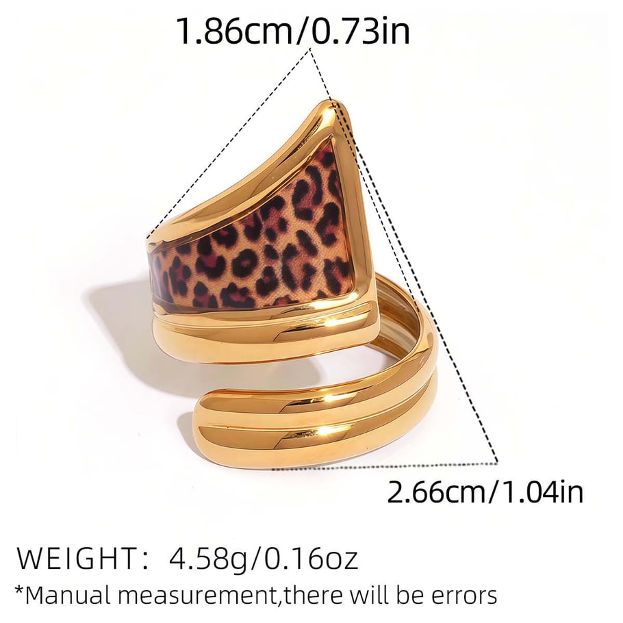 1 pezzo semplice casual leopardato anelli in acciaio inossidabile Immagine2