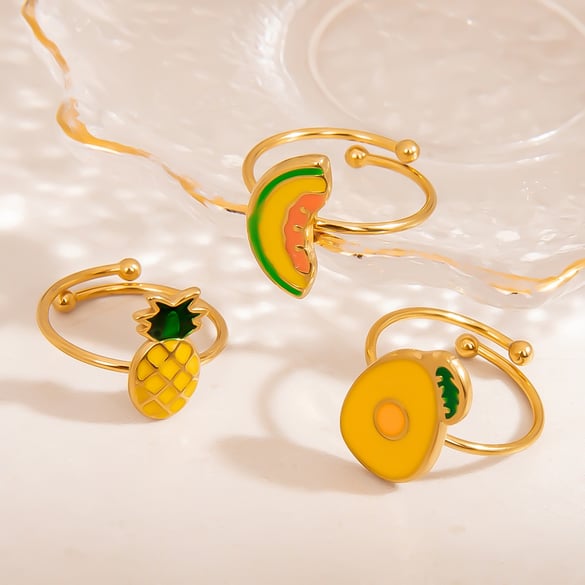 1 Piece Simple  Daily  Fruit Stainless Steel Women's  Statement Rings