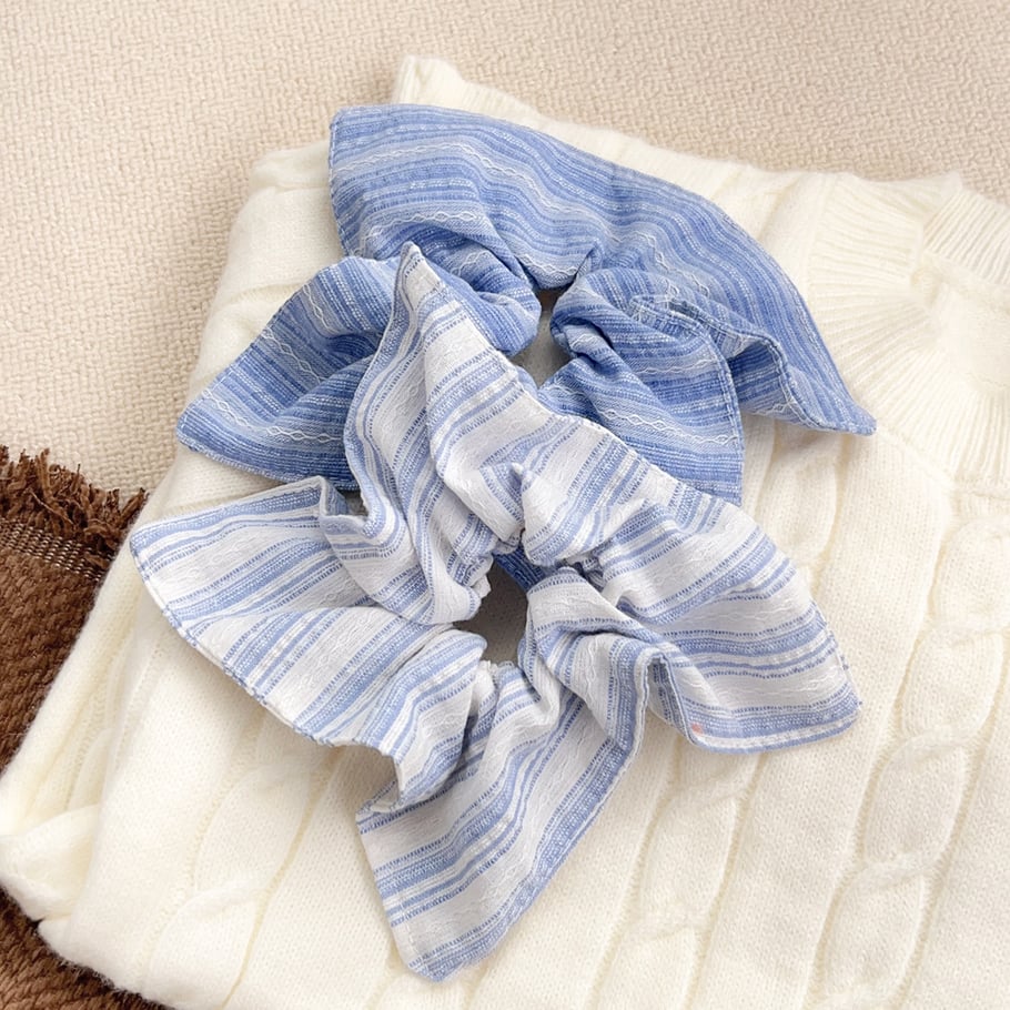 1 Piece Casual Strip Blue Canvas Women's Scrunchies Picture2