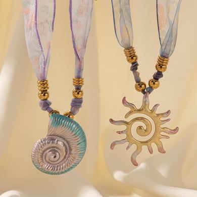 Collier pendentif coquillage romantique en acier inoxydable, 1 pièce h5 Image3