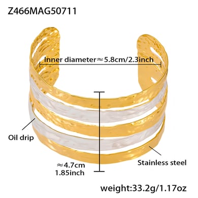 1 Piece Elegant Patchwork Stainless Steel Gold Color Women's Bangles h5 