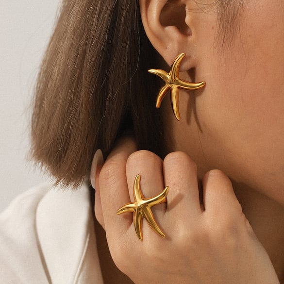 1 Pair Simple  Daily Starfish Stainless Steel  Women's Stud Earrings 2