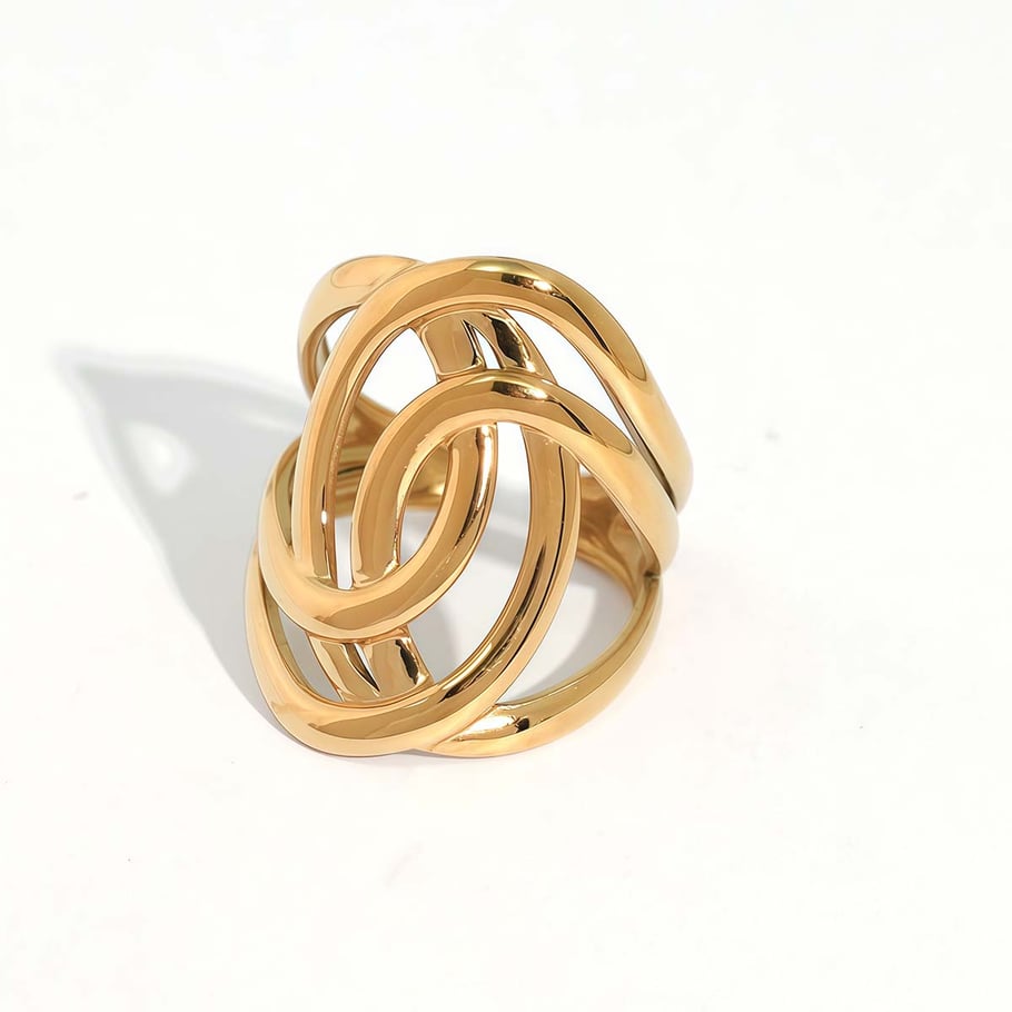 1 pezzo semplice casual forma irregolare anelli in acciaio inossidabile color oro 