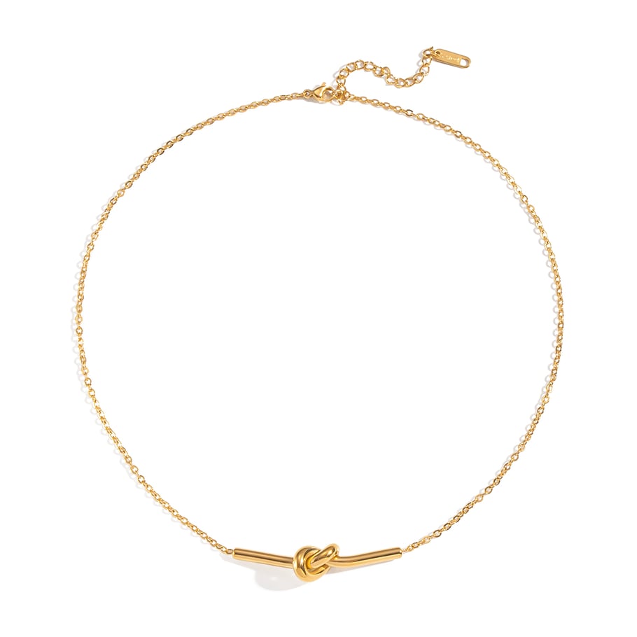 1 pezzo semplice semplice collana da donna in acciaio inossidabile color oro con torsione Immagine6