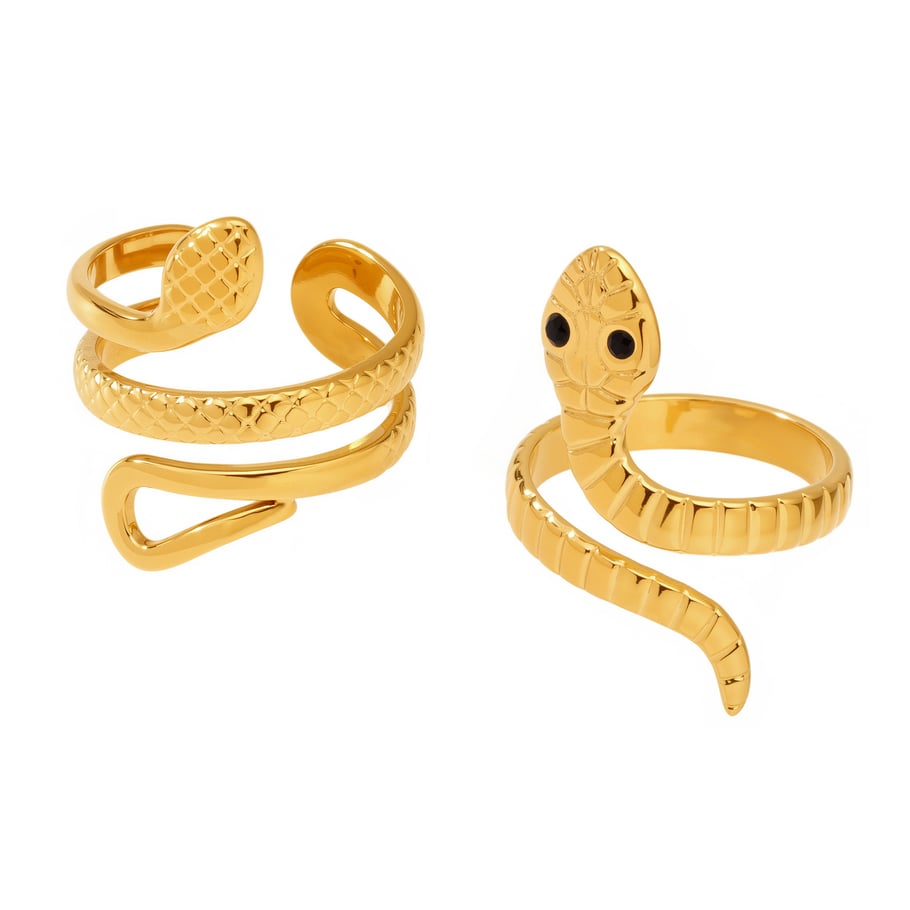 1 Piece Classic Snake Stainless Steel Gold Color Statement Rings Picture8