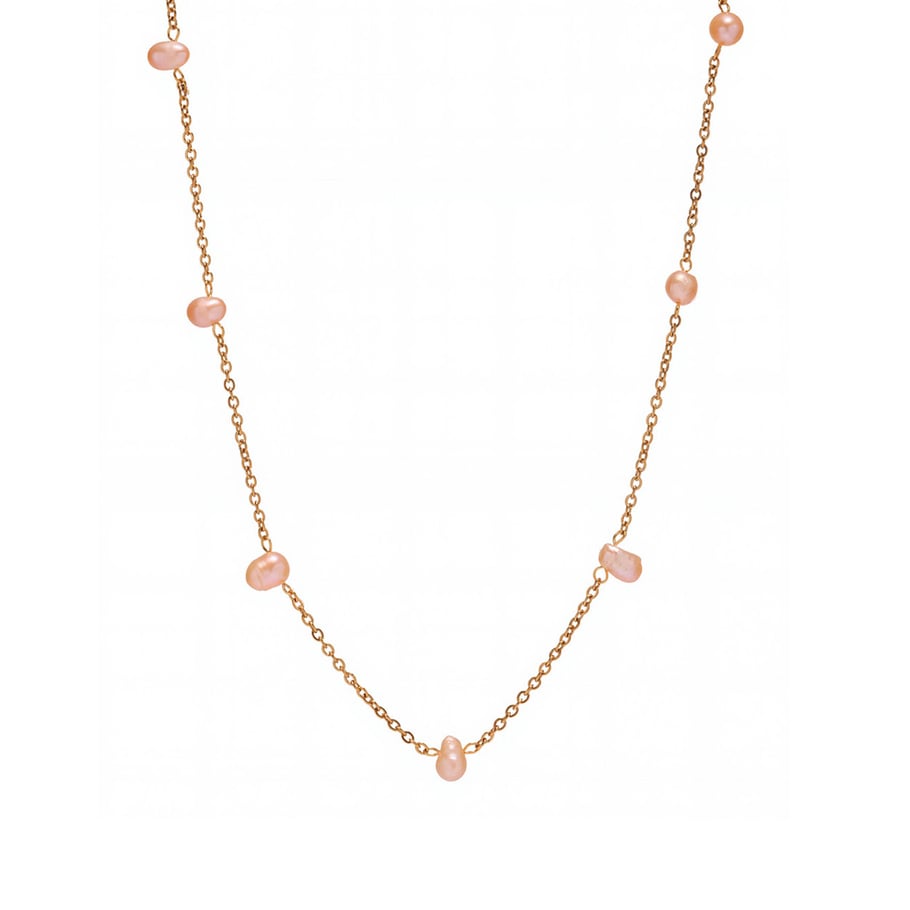 1 Piece Classic Irregular Pearl Shape Stainless Steel Gold Color Women's Chain Necklaces 