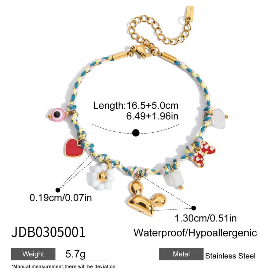 1 stuk ontwerpbare donutvormige damesarmband van roestvrij staal met bedel Afbeelding2