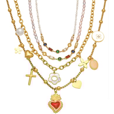 1 pezzo elegante collana con ciondolo a forma di fiore in acciaio inossidabile con perle di zircone da donna h5 Immagine8
