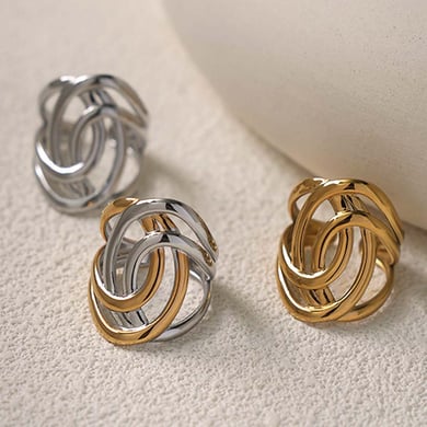 1 pezzo semplice casual forma irregolare anelli in acciaio inossidabile color oro h5 Immagine3