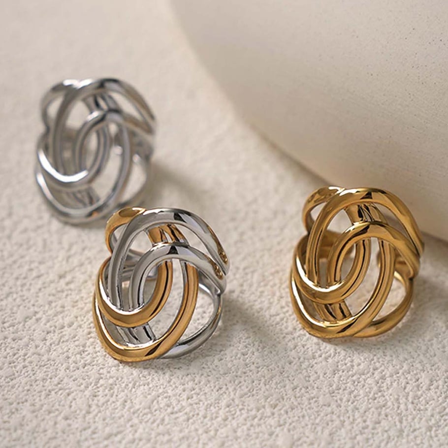 1 pezzo semplice casual forma irregolare anelli in acciaio inossidabile color oro Immagine3