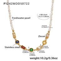P1242 - Collana di perle bianche d&#39;acqua dolce 40+5 cm 