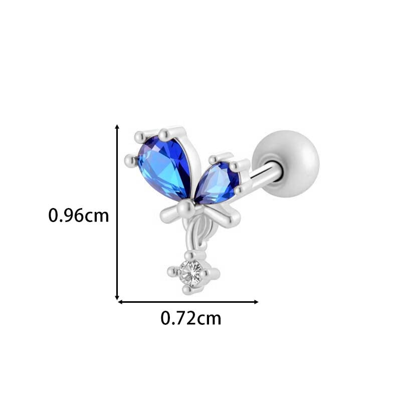 1 Piece Delicate Butterfly Copper Gold Color Zircon Piercings Earrings h5Picture2