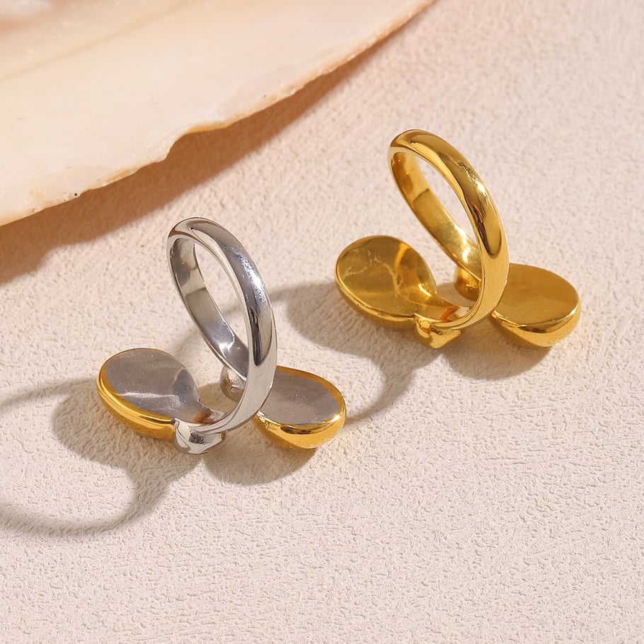 1 Piece Simple Series Casual Droplet Stainless Steel Gold Color Minimalist Rings Picture3