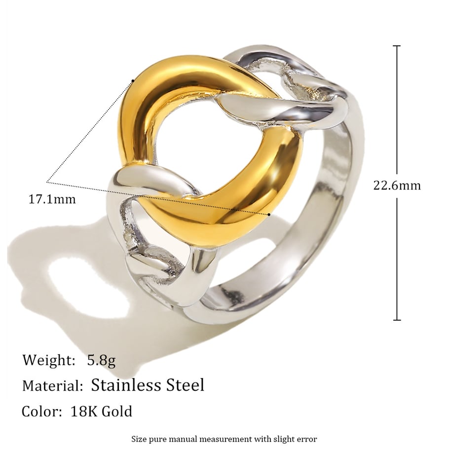 1 Piece Simple Series Casual Mixed Color Stainless Steel Statement Rings 