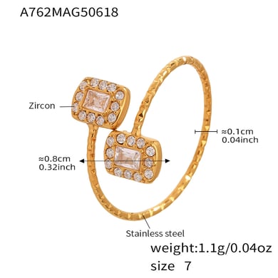 1 Piece Luxurious Heart Stainless Steel Gold Color Women's Gemstone Rings h5 Picture2
