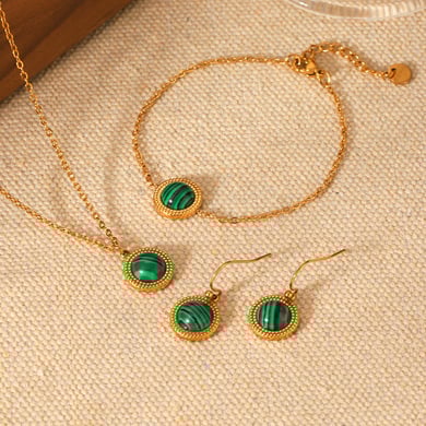 1 Piece Simple Series Daily Circle Stainless Steel  Natural Stone Women's Necklaces h5 Picture4