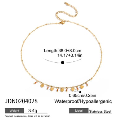 Collier avec pendentif en forme de cœur délicat et mignon en acier inoxydable couleur or pour femme h5 