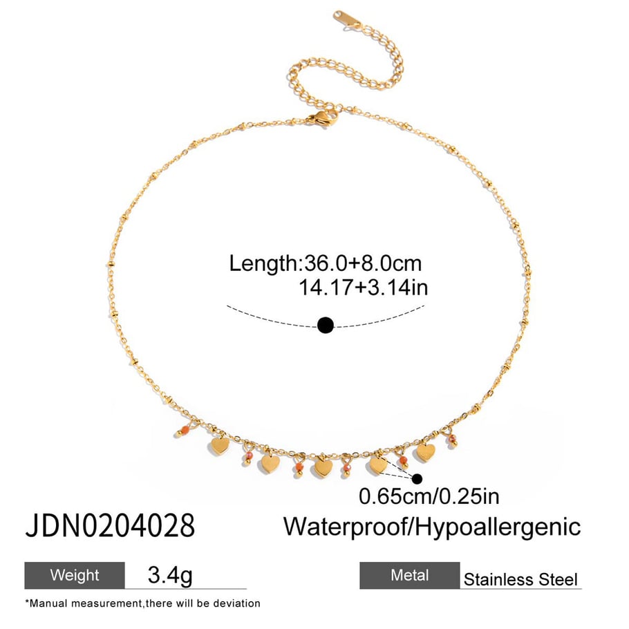 Collier avec pendentif en forme de cœur délicat et mignon en acier inoxydable couleur or pour femme 