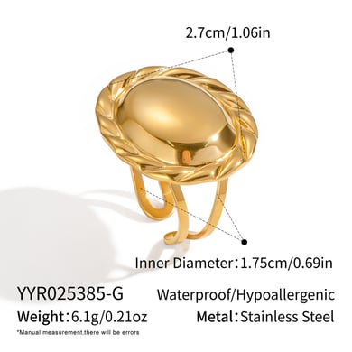 1 pezzo semplice anello irregolare in acciaio inossidabile color oro h5 