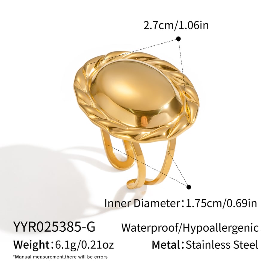 1 pezzo semplice anello irregolare in acciaio inossidabile color oro 