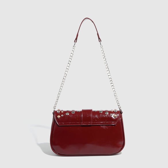 1 Piece Simple Series Hip-Pop/Rock Solid Color Rivet PU Women's Shoulder Bags 2