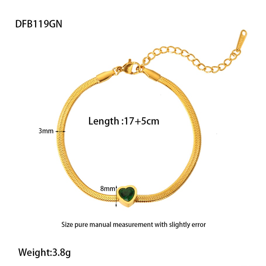 1 Pair Romantic Series Classic Heart Stainless Steel Chain Bracelets