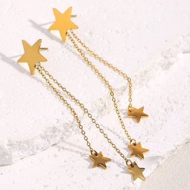 1 Pair Star Stainless Steel Gold Color Dangle Earrings h5 Picture4