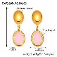 TXF269-Orecchini in opale rosa dorato Immagine2