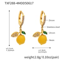 TXF288-4 Lemon Gold White Diamond Earrings Picture2