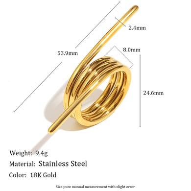 1 stuk Daily Twist veervormige statement ringen van roestvrij staal in goudkleur h5 Afbeelding6