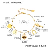TXE287-Golden White Bell Enamel Bracelet 16+5cm Picture12