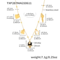 TXP287-Golden Black Bell Enamel Necklace 41+5cm Picture10