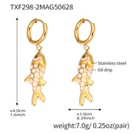 TXF298-2 White Fish Pendant Earrings 