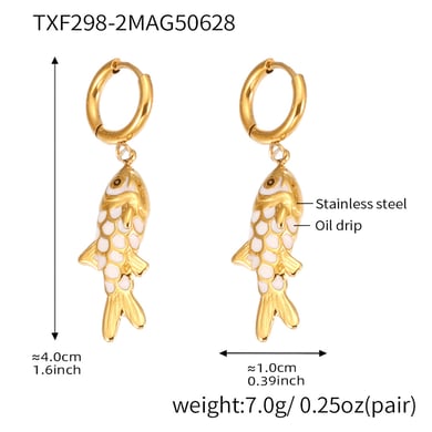 1 Piece Colorful Fish Stainless Steel Gold Color Women's Necklaces Sets h5 