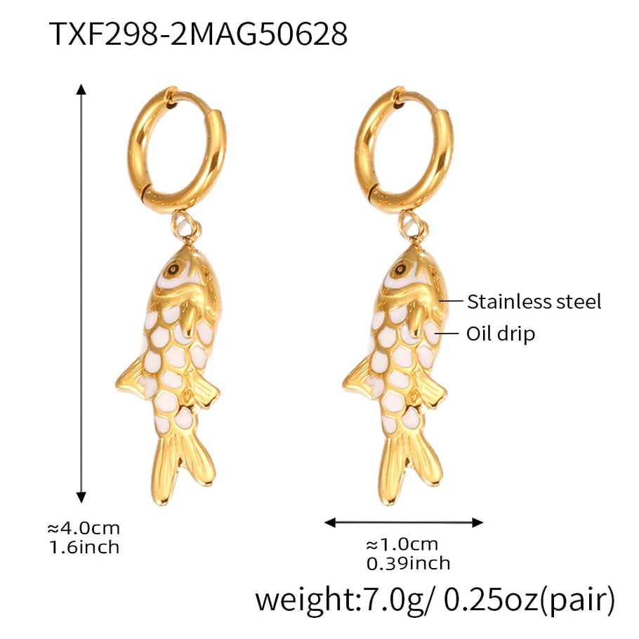 1 Piece Colorful Fish Stainless Steel Gold Color Women's Necklaces Sets 
