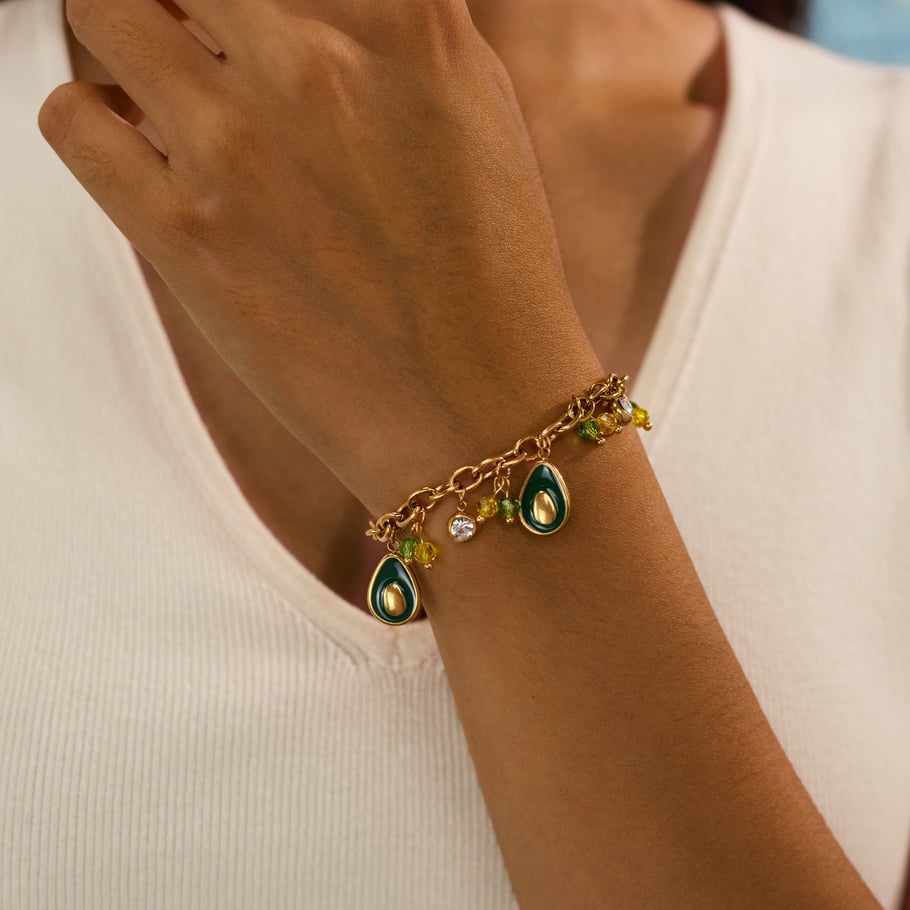 1 Piece Daily Avocado Stainless Steel Gold Color Women's Charm Bracelets Picture5