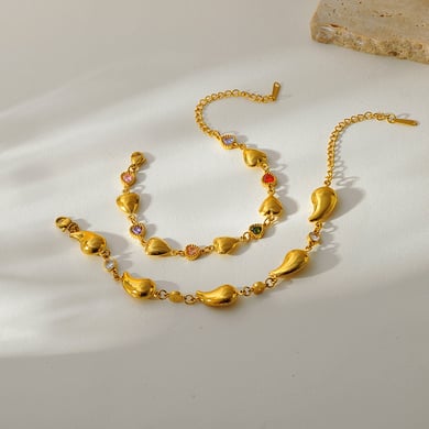 1 Stück Herz Edelstahl Goldfarben Charm Armband h5 Bild4