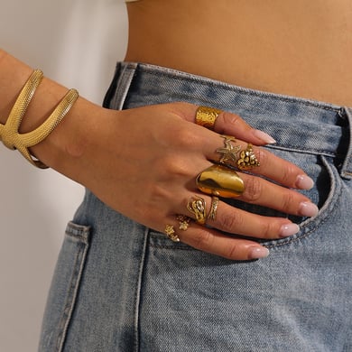 1 Piece Stainless Steel Gold Color Statement Ring h5 Picture3