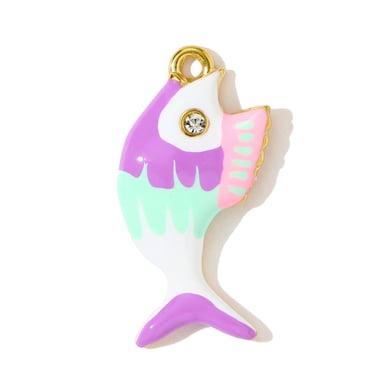 1 Stück Glamouröser Fisch Edelstahl Damen Anhänger h5 